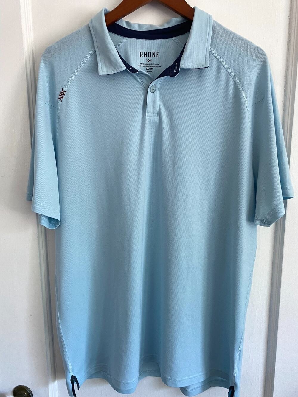 Rhone Delta Pique Performance Polo Shirt Light Blue Men's Size XL 101346